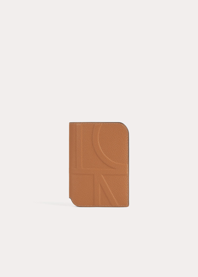 Totême Monogram Leather Passport Holder Tan Grain