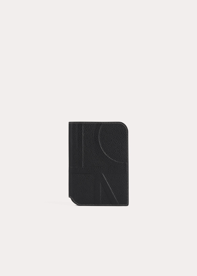 Totême Monogram Leather Passport Holder Black Grain