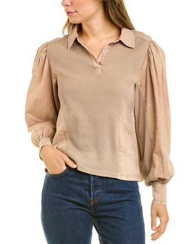 Design History Thermal Button Up Shirt In Brown