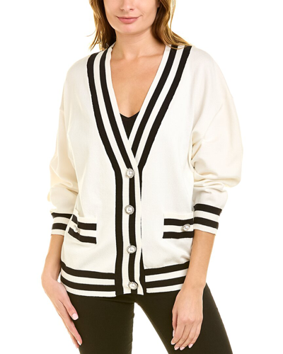 Alexia Admor Frances Stripe Trim Cardigan In White