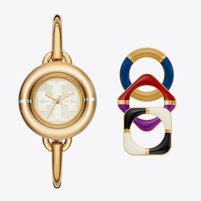 Tory Burch Women's The Miller Goldtone Stainless Steel Watch & Interchangeable Bezel Set In Cream/gold