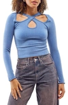 Bdg Urban Outfitters Crossover Cutout Rib Top In Sky