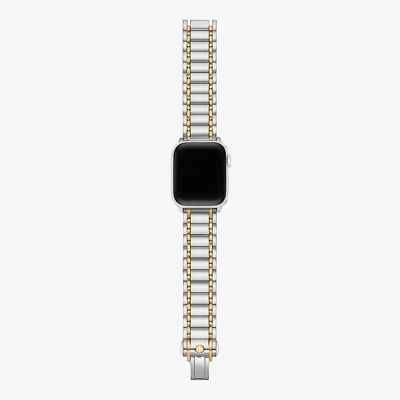 Tory Burch Miller Band For Apple Watch®, Two-tone Stainless Steel In Silver/gold 1