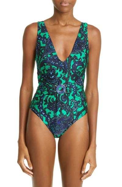 Zimmermann Tiggy Circle Link One-piece Swimsuit In Blue