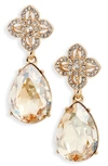 MARCHESA LACE IS MORE FLORAL CRYSTAL DROP EARRINGS