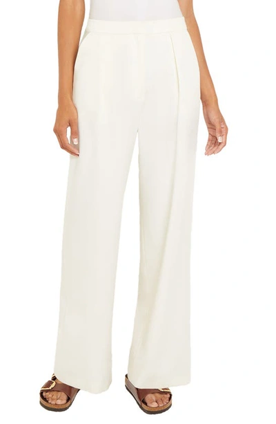 Misook Tailored Wide-leg Chiffon Trousers In White