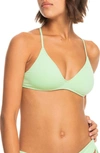 Roxy Juniors Beach Classics Athletic Triangle Bikini Top Tie Bikini Bottoms Women's Swimsuit In Sprucetone