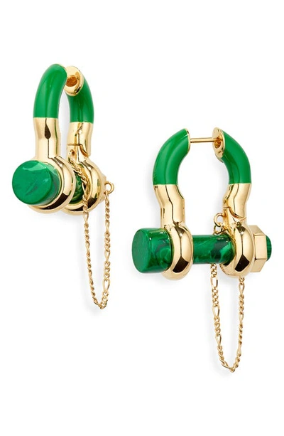 【BOTTEGA VENETA】Enamel Hoop Earrings Green Bottega Veneta Green Twisted Hoop Earrings | italist, ALWAYS