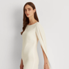 Ralph Lauren Cape Georgette Cocktail Dress In Mascarpone Cream
