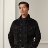 Ralph Lauren Stretch Velvet Trucker Jacket In Dark Racing Green