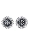 Tory Burch Kira Crystal Stud Earrings In Black/silver
