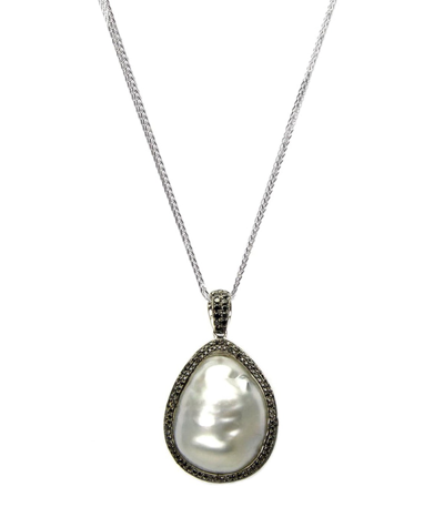 Baggins Reversible Pearl Diamond Necklace In White Gold