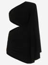 Alexandre Vauthier One-shoulder Flared-sleeve Mini Dress In Black