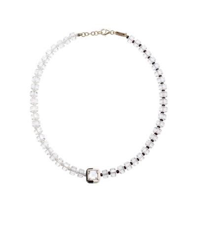 Bea Bongiasca Panna And Chocolate B Square Beaded Necklace In Yellow Gold