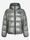 Dsquared2 Quilted Glossy Nylon Puffer Jacket In Grey