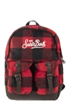 Mc2 Saint Barth Backpack With Tartan Print In Red/black