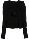 Saint Laurent Flower-detail Crêpe Jersey Top In Black