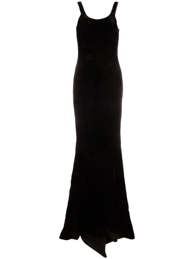 Saint Laurent Velvet Mermaid Long Dress In Black