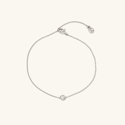 Mejuri Solo Diamond Bracelet White Gold In Silver