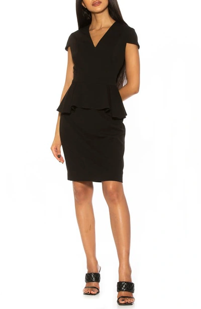 ALEXIA ADMOR WILLOW V-NECK CAP SLEEVE SHEATH DRESS