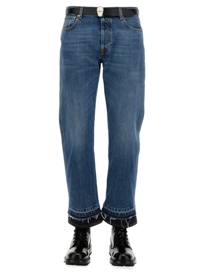 Alexander Mcqueen Straight-leg Cropped Jeans In Blue
