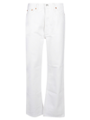 Re/done 70s Distressed High-rise Ankle Crop Jeans In White