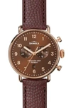 Shinola THE CANFIELD CHRONO LEATHER STRAP WATCH, 43MM,S0120044135