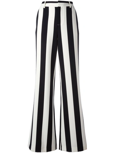 Alice And Olivia Paulette Striped Stretch-crepe Wide-leg Pants In Black/white