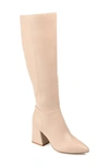 Journee Collection Landree Vegan Leather Block Heel Boot In Nude