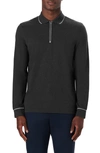 BUGATCHI TIPPED LONG SLEEVE QUARTER ZIP POLO