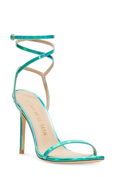 Stuart Weitzman Barelynude 100 Wrap Sandal In Esmeralda