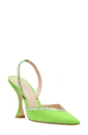 Stuart Weitzman Gemcut Curve Pointed Toe Slingback Pump In Neon Chartreuse