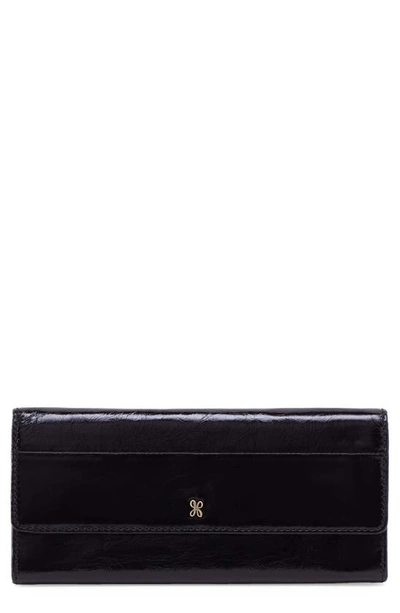 Hobo Jill Large Leather Trifold Wallet In Black