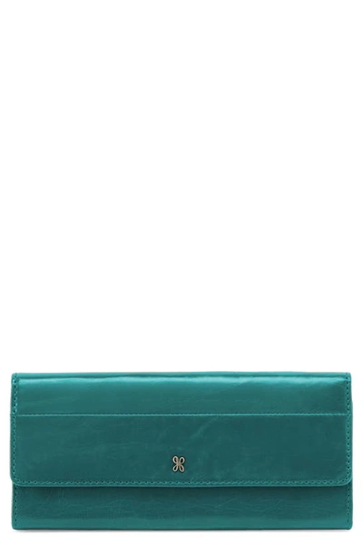 Hobo Jill Large Leather Trifold Wallet In Spruce