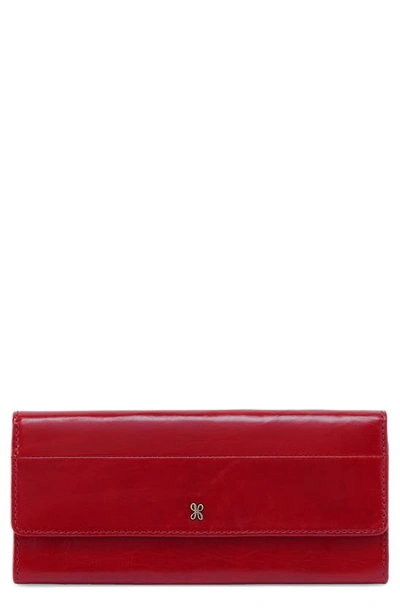 Hobo Jill Large Leather Trifold Wallet In Crimson
