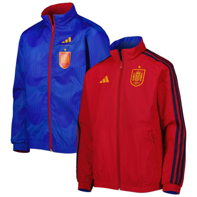 Adidas Originals Kids' Big Boys Adidas Royal, Red Spain National Team Anthem Full-zip Reversible Team Jacket In Royal,red
