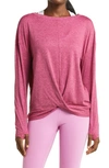 Zella Restore Soft Twist Long Sleeve T-shirt In Pink Violet