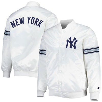 Starter White New York Yankeess Power Forward Satin Full-snap Varsity Jacket