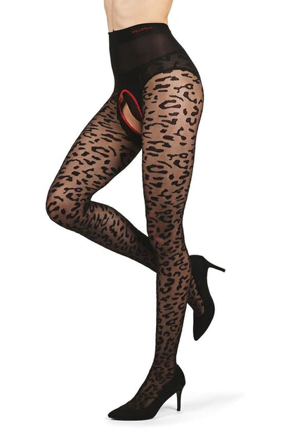 Memoi Born To Be Wild Crotchless Tights In Multi