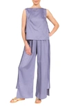 Everyday Ritual Piper Wide Leg Sleeveless Cotton Pajamas In Violet