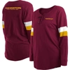 NEW ERA NEW ERA BURGUNDY WASHINGTON COMMANDERS PLUS SIZE ATHLETIC VARSITY LACE-UP V-NECK LONG SLEEVE T-SHIRT