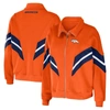 Wear By Erin Andrews Orange Denver Broncos Plus Size Yarn Dye Stripe Full-zip Jacket In Orange