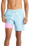Chubbies Print 7-inch Swim Trunks In The Domingos Are For Flamingos