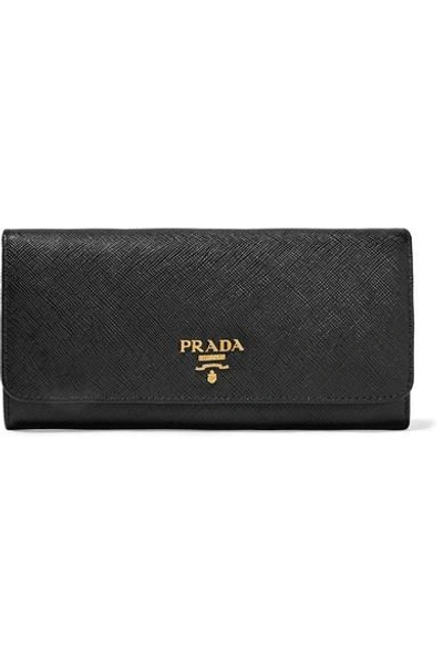 Prada Textured-leather Continental Wallet In Nero