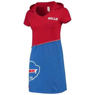 Refried Apparel Women's Red, Royal Buffalo Bills Hooded Mini Dress In Red,royal