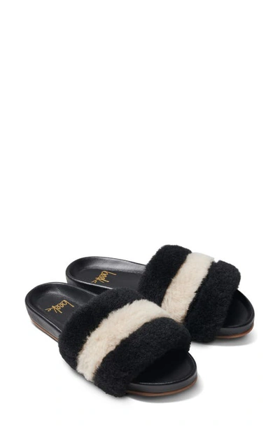 Beek Martin Genuine Shearling Slide Sandal In Black/ Natural