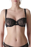 Simone Perele Singuliere Embroidered Tulle Demi Bra In Black