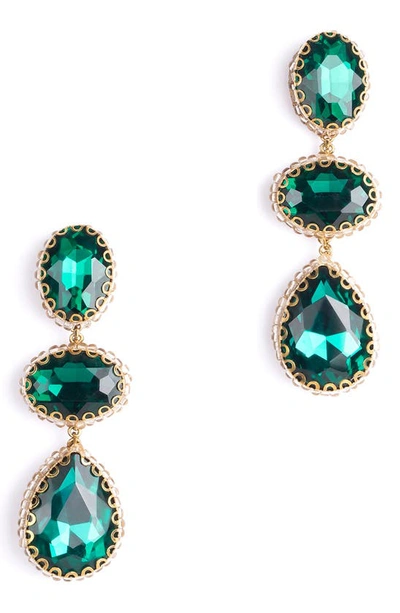 Deepa Gurnani Women's Hadlee Goldtone & Crystal Drop Earrings In Emerald