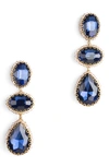 Deepa Gurnani Hadlee Crystal Drop Earrings In Blue-med