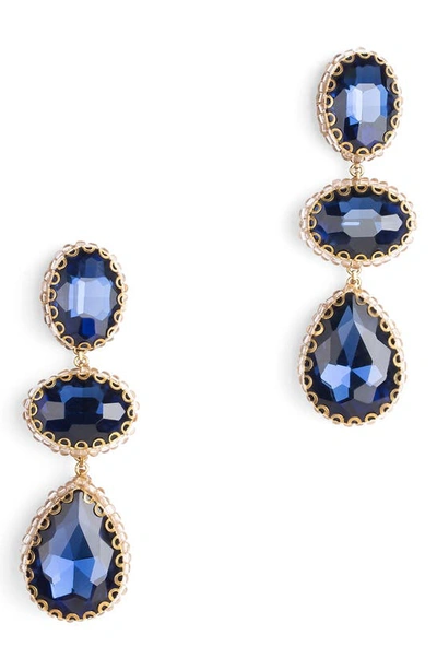 Deepa Gurnani Hadlee Crystal Drop Earrings In Blue-med